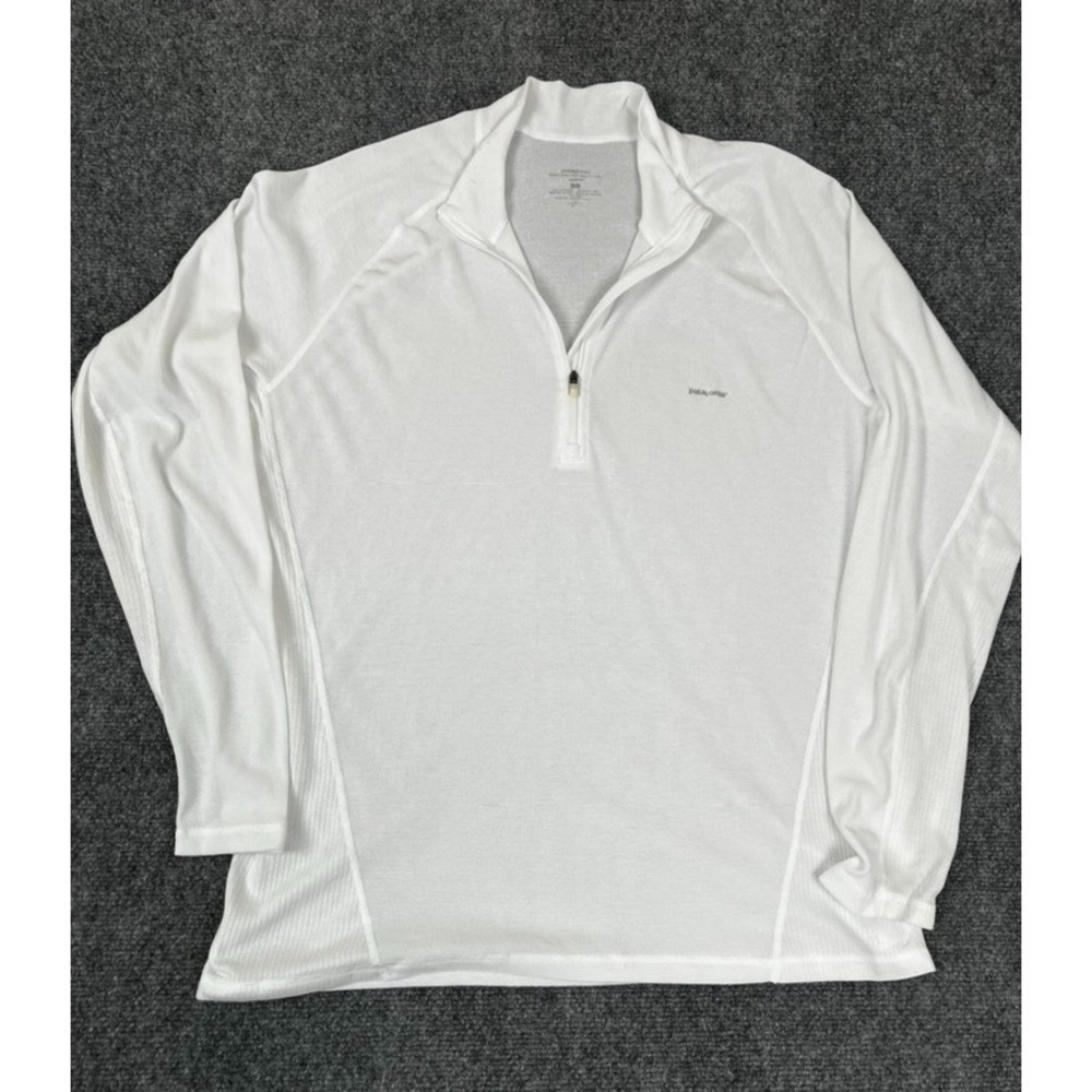 Patagonia Quarter Zip White Performance Shirt Men's Outdoor Mock Neck Size L